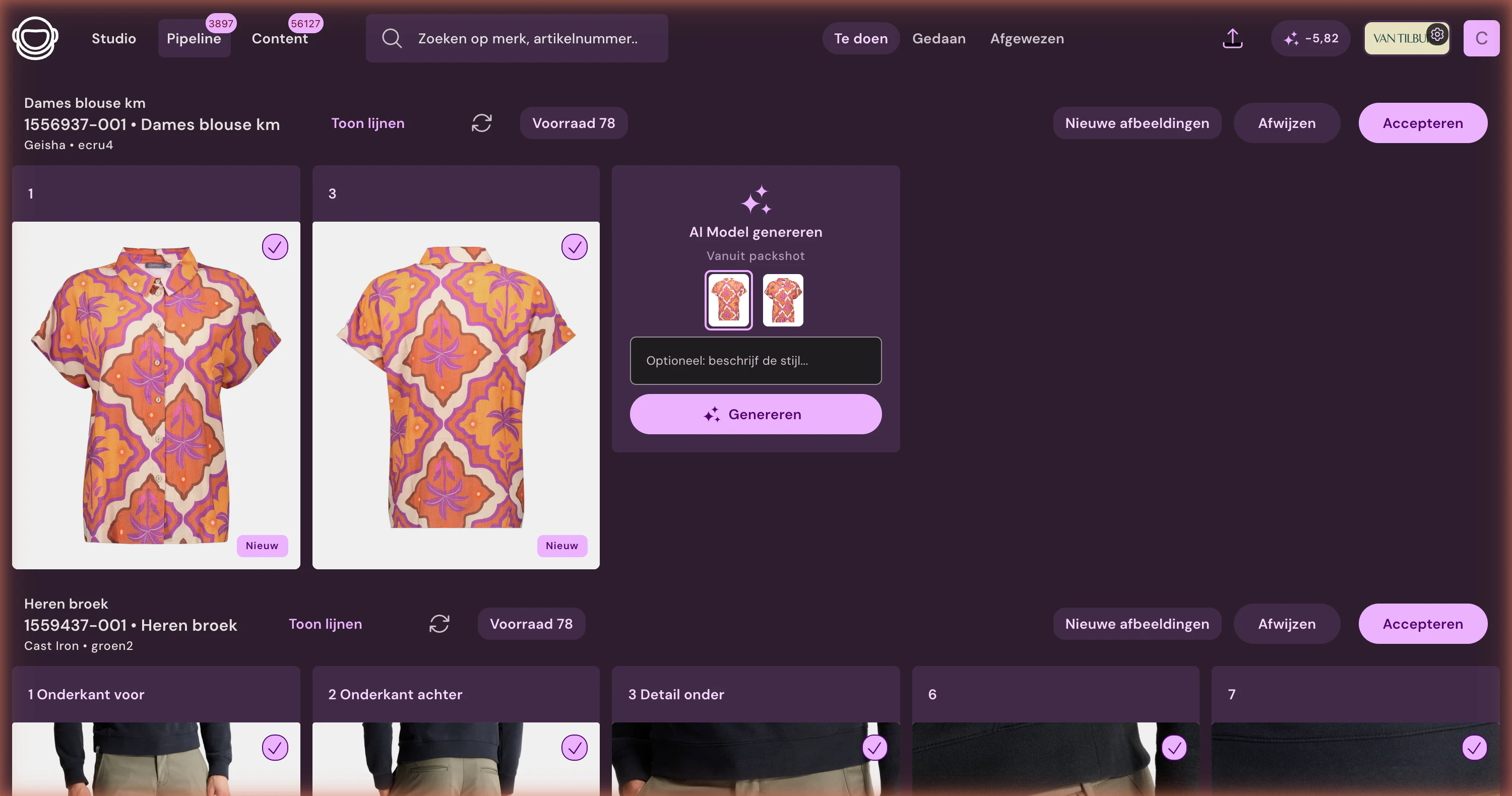 AI model generation from a packshot in Photopilot