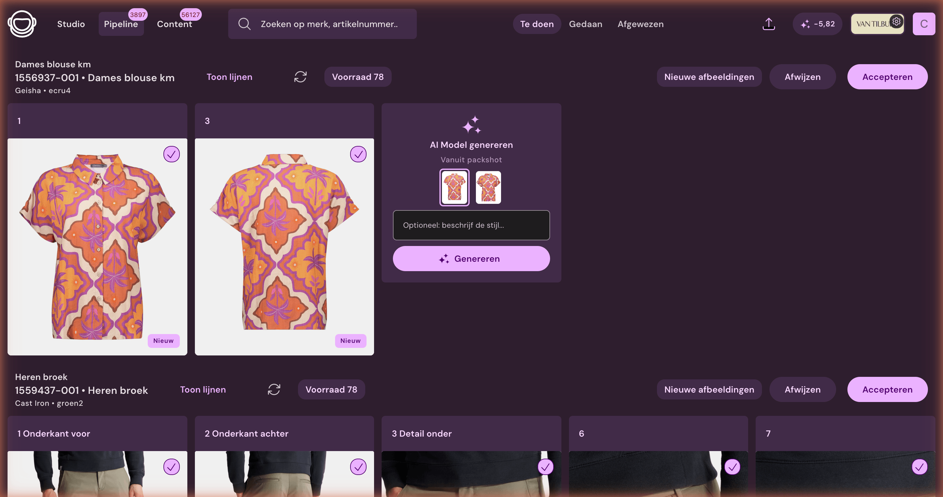 AI model generation from a packshot in Photopilot