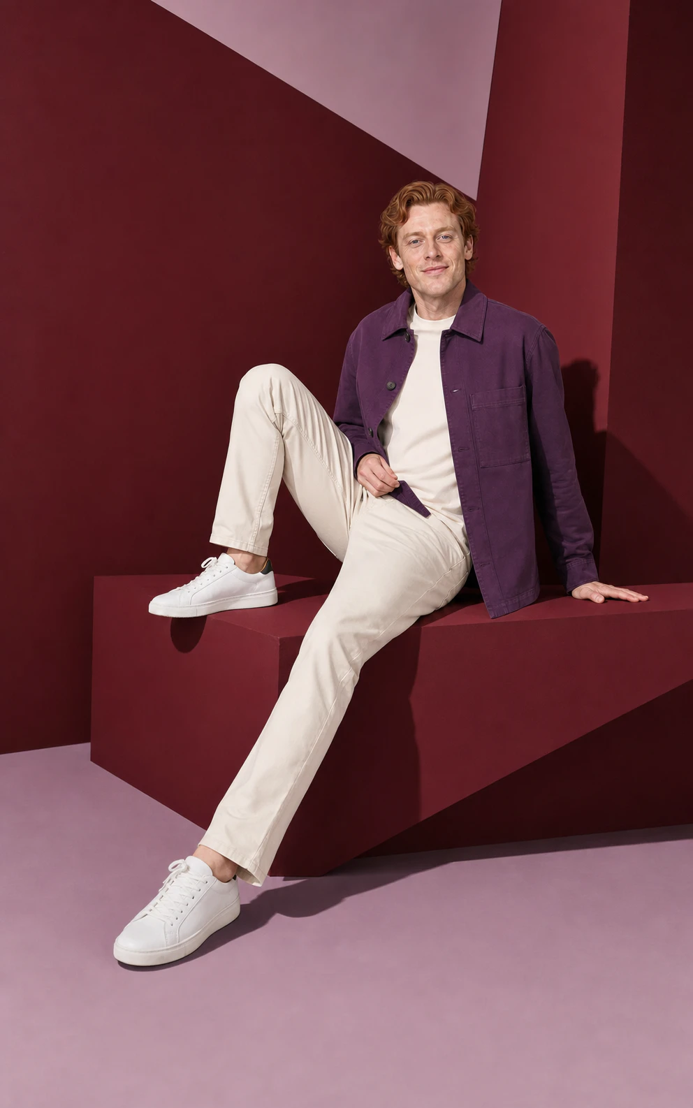 Campaign image with a seated pose