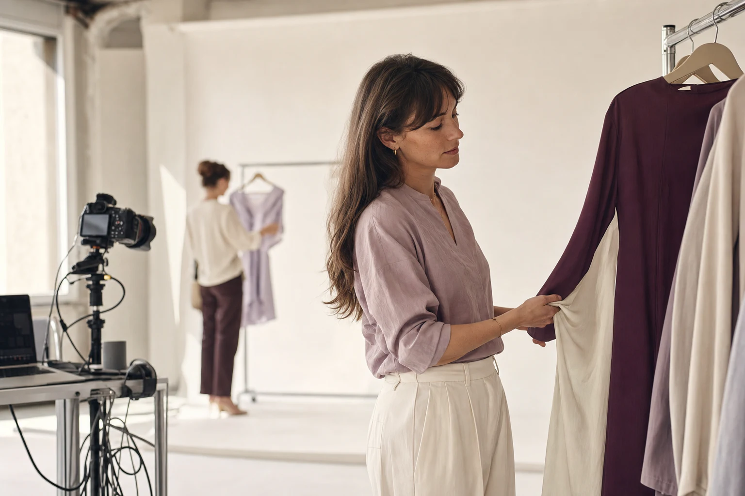 Studio with a Canon camera on a tripod, connected directly to Photopilot