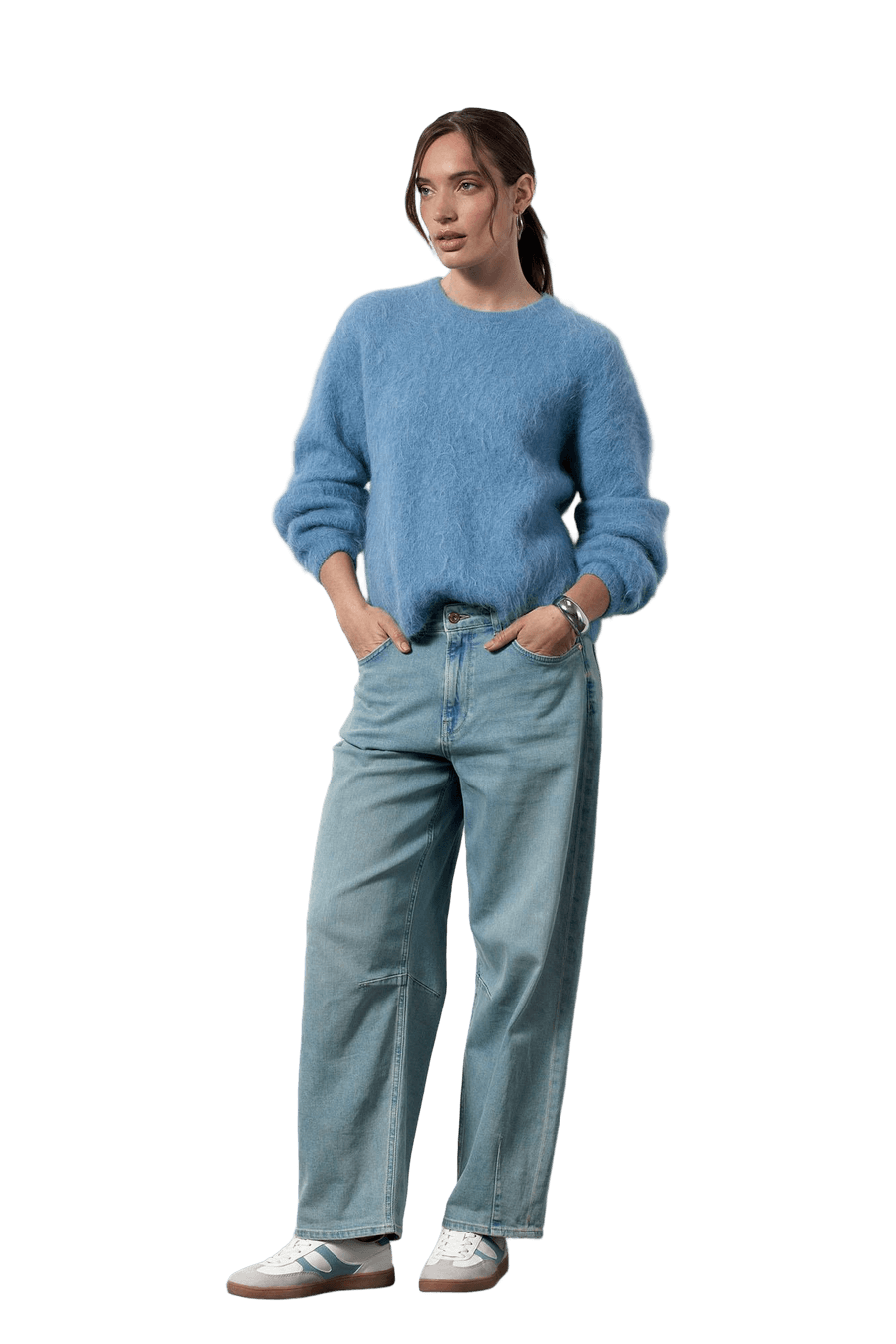 Model image isolated on calm webshop background