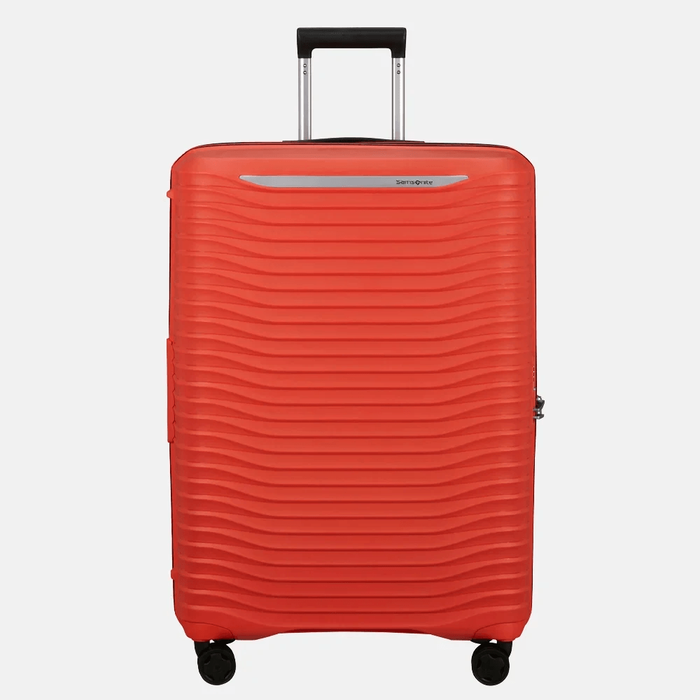 Source packshot of a red Samsonite suitcase