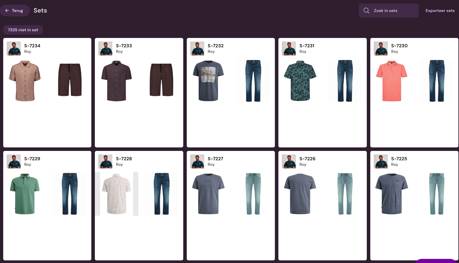 Photopilot interface with visual Shop the Look sets