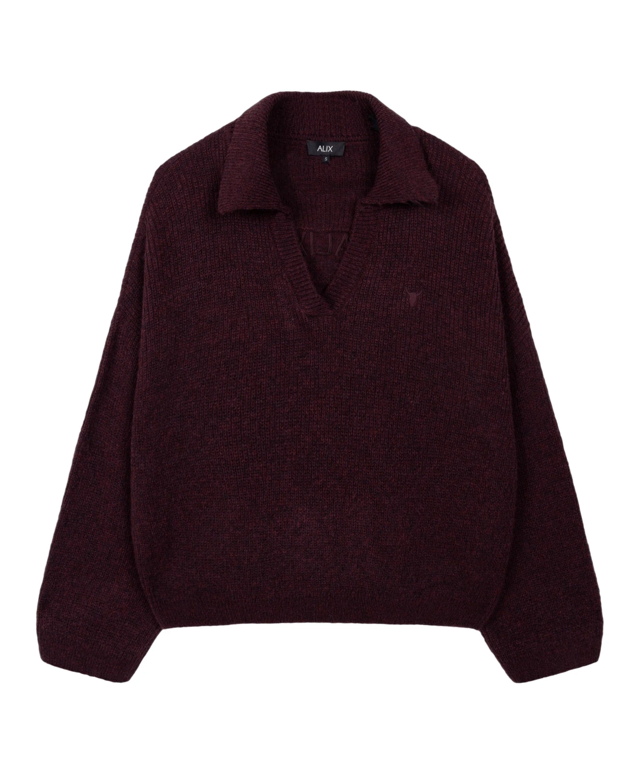 Bordeaux red polo sweater as packshot