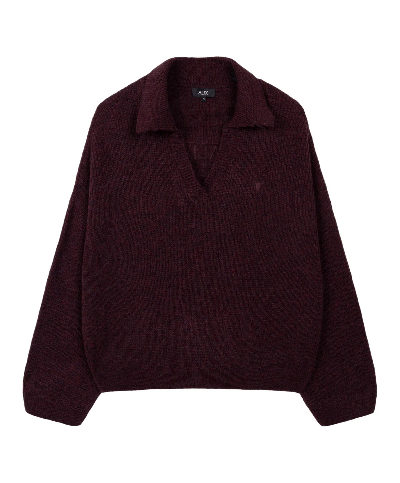 Bordeaux red polo sweater as packshot