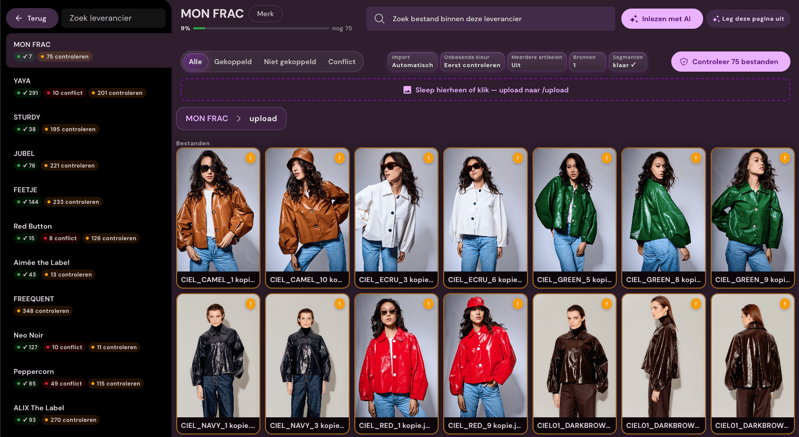 Supplier intake in Photopilot with linked files, conflicts, and exceptions