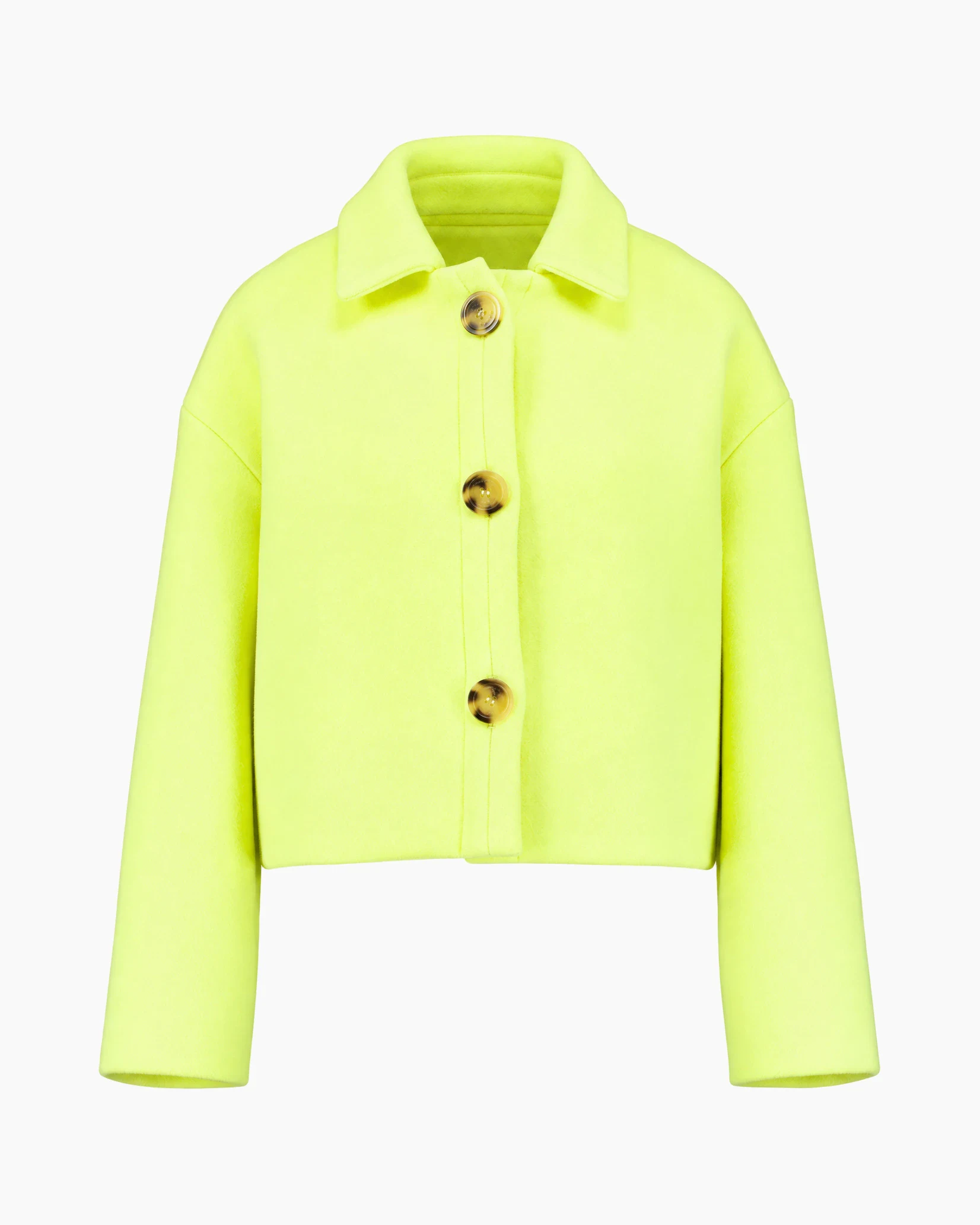 The same neon yellow jacket as packshot, without mannequin and with the same color