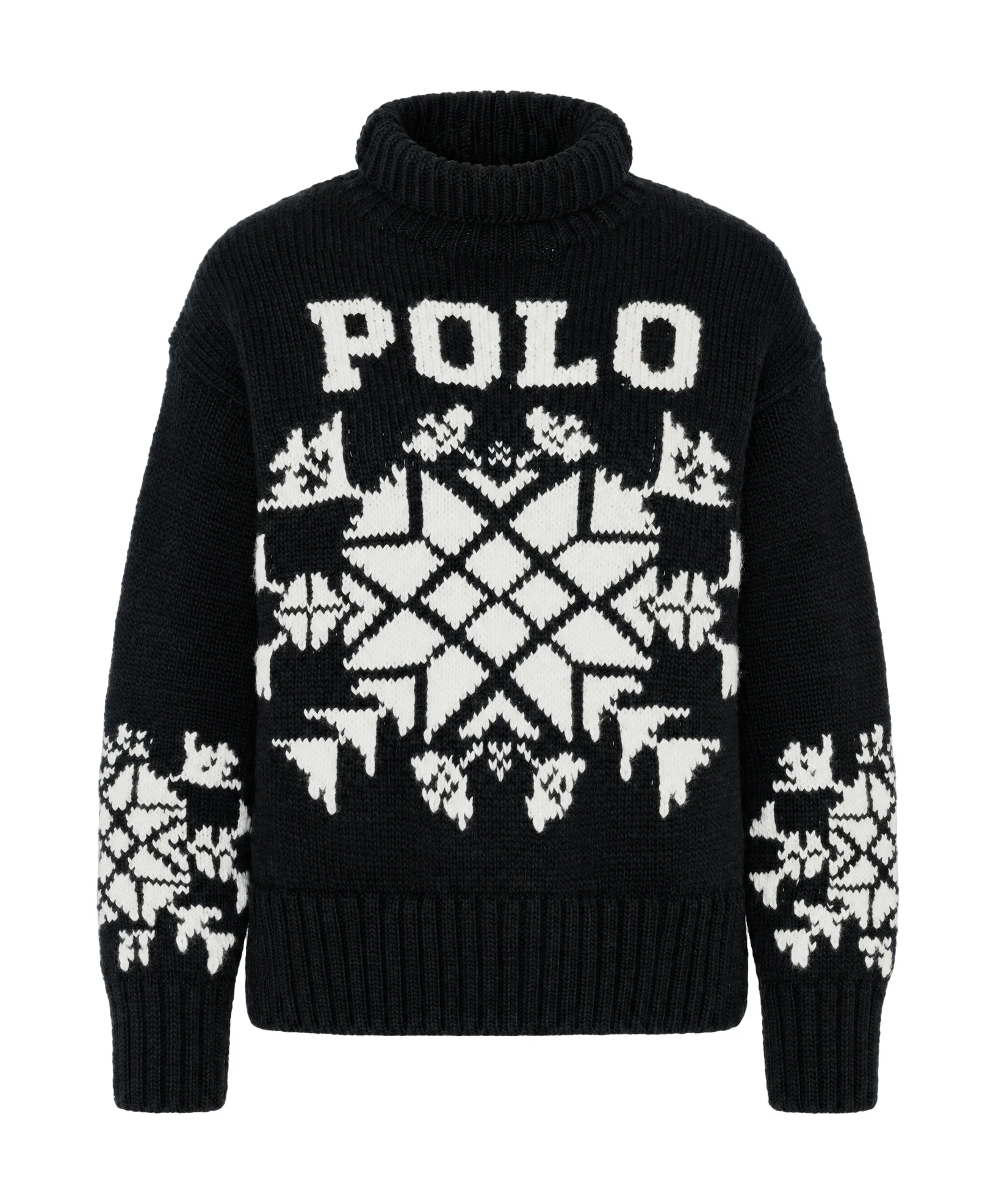The same turtleneck as packshot without mannequin, with the knit pattern sharp to the sleeves